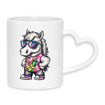 Vacances de la bande dessinée des chevaux - Mug avec anse en forme de cœur - blanc - Droite