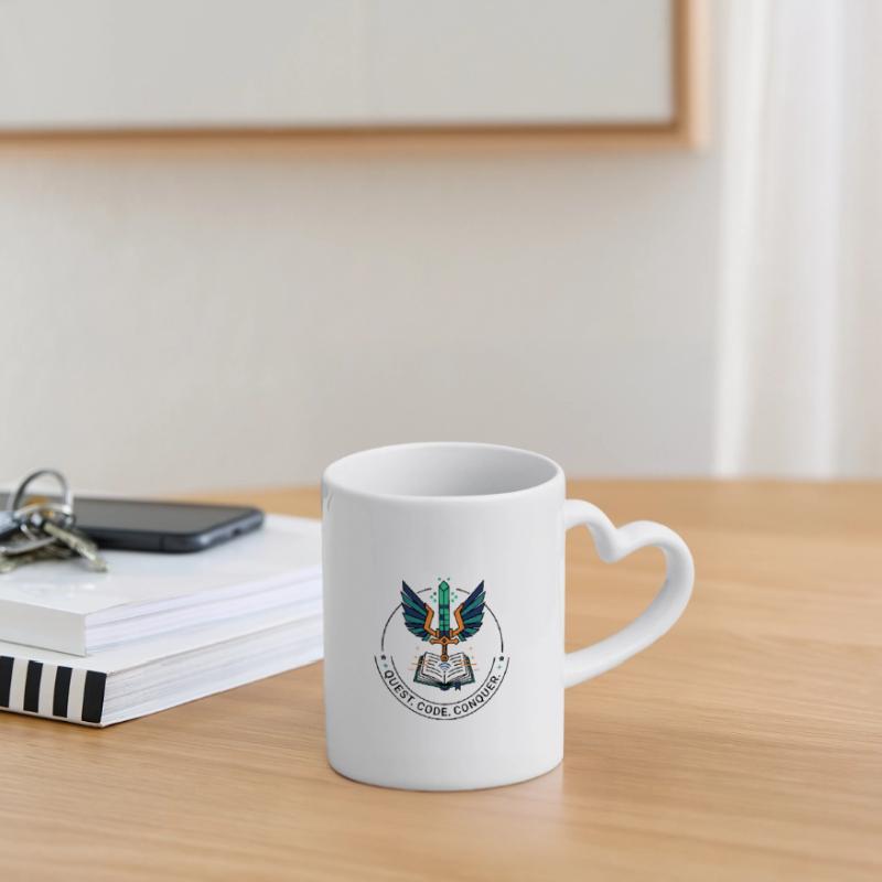 Quest. Code. Conquérir l’emblème Mug avec anse en forme de cœur