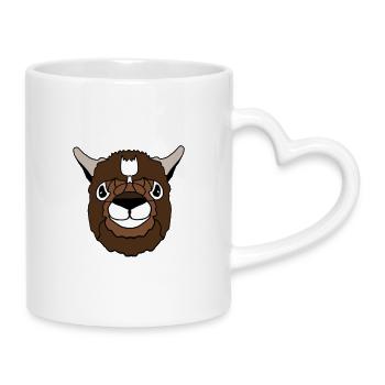 Lama Kopf - Tasse mit Herzhenkel - Weiß - Rechts