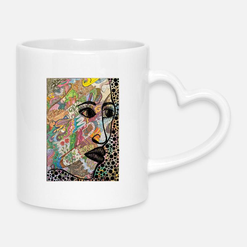Visage abstrait en profil - Mug avec anse en forme de cœur - blanc