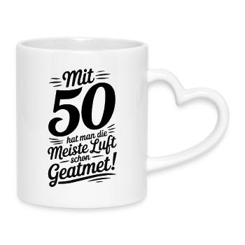 À 50 ans, vous avez déjà respiré la majeure partie de l’air – Lus - Mug avec anse en forme de cœur - blanc - Droite