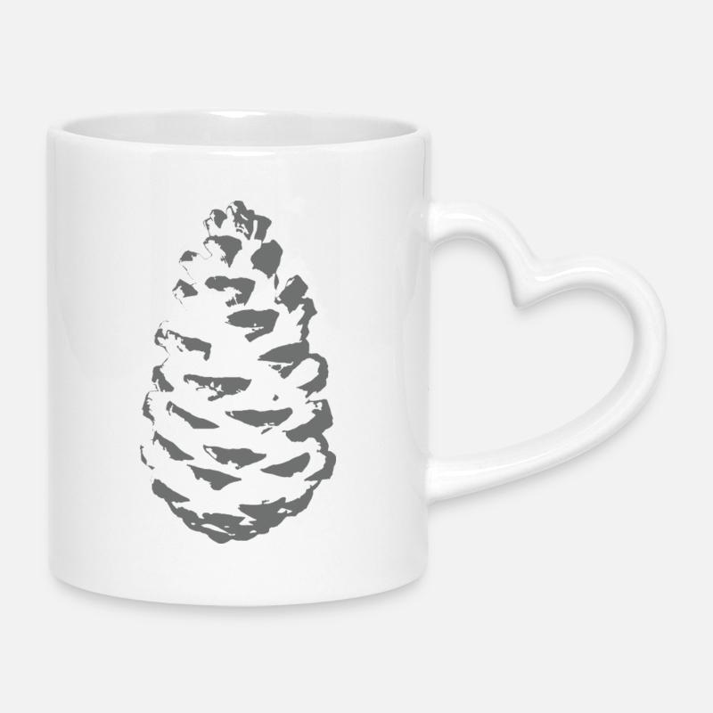 Fichtenzapfen-Silhouette in Grauton - Tasse mit Herzhenkel - Weiß