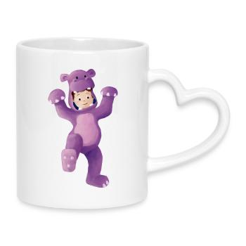 Junge als Nilpferd verkleidet - Tasse mit Herzhenkel - Weiß - Rechts