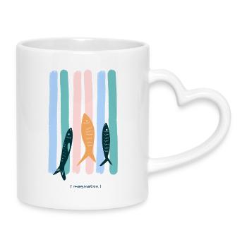 Sardine Strips - Mug with Heart-Shaped Handle - white - Right