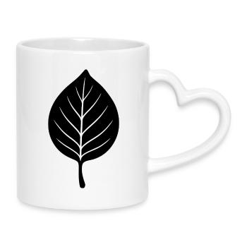 Black Leaf Line Style - Mug with Heart-Shaped Handle - white - Right