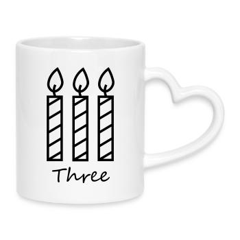 Three candles - Mug with Heart-Shaped Handle - white - Right