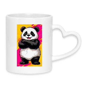 panda - Mug avec anse en forme de cœur - blanc - Droite