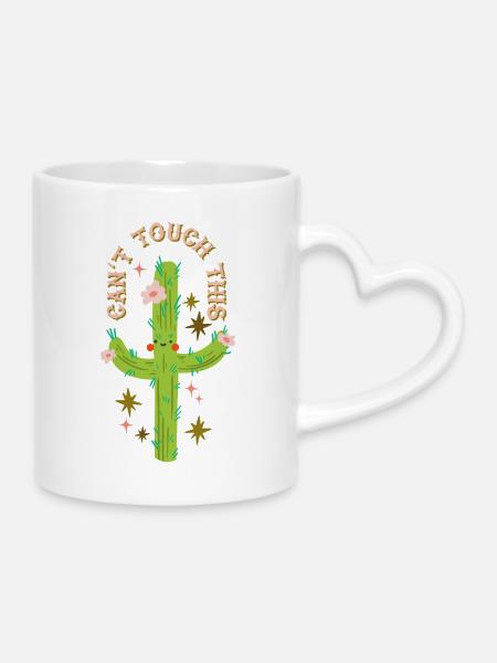 Can't touch this - Stacheliges Kaktusdesign - Tasse mit Herzhenkel - Weiß