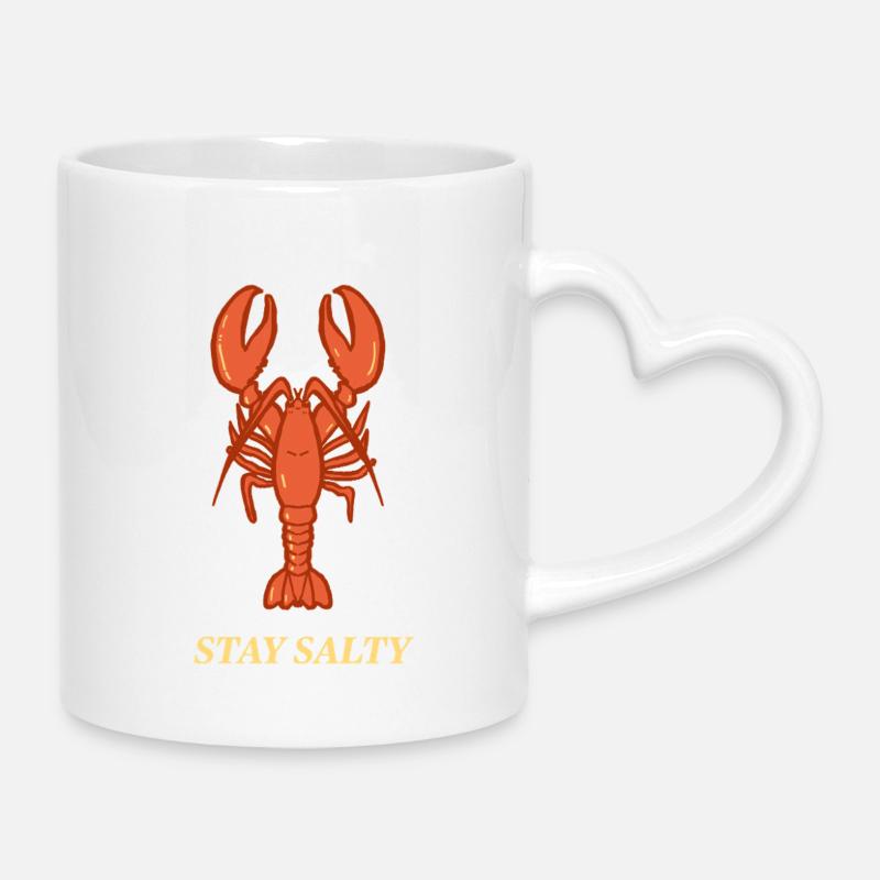 Stay Salty Lobster – Fun Nautical Ocean Design - Tasse mit Herzhenkel - Weiß