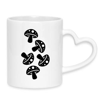 Pilze Champignon Fliegenpilz - Tasse mit Herzhenkel - Weiß - Rechts