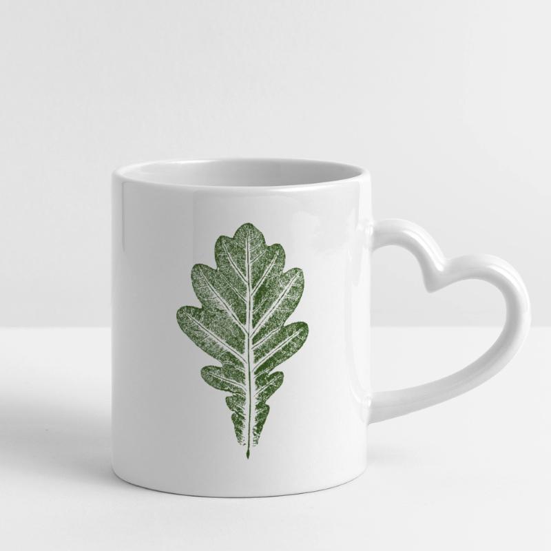 Blatt Eiche - Eichenblatt / Natur & Wald Design Tasse mit Herzhenkel