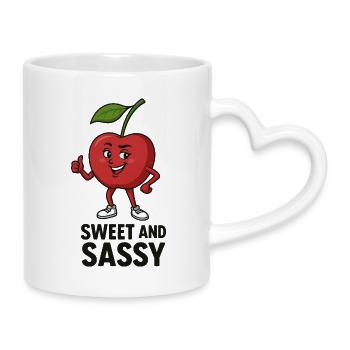 Cherry Sweet and Sassy - Mug with Heart-Shaped Handle - white - Right
