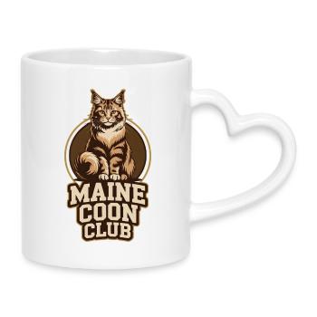 Maine Coon Club Logo Katzenliebhaber Design - Tasse mit Herzhenkel - Weiß - Rechts