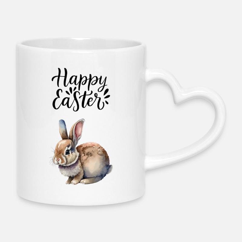 Happy Easter Bunny - Mug with Heart-Shaped Handle - white