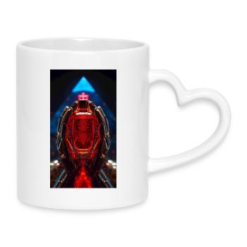 Roter Kristall RoboHände - Tasse mit Herzhenkel - Weiß - Rechts