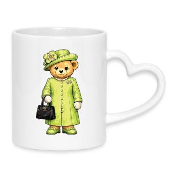 Royal Teddy Bear Design | Cute Vintage Teddy Bear - Mug with Heart-Shaped Handle - white - Right