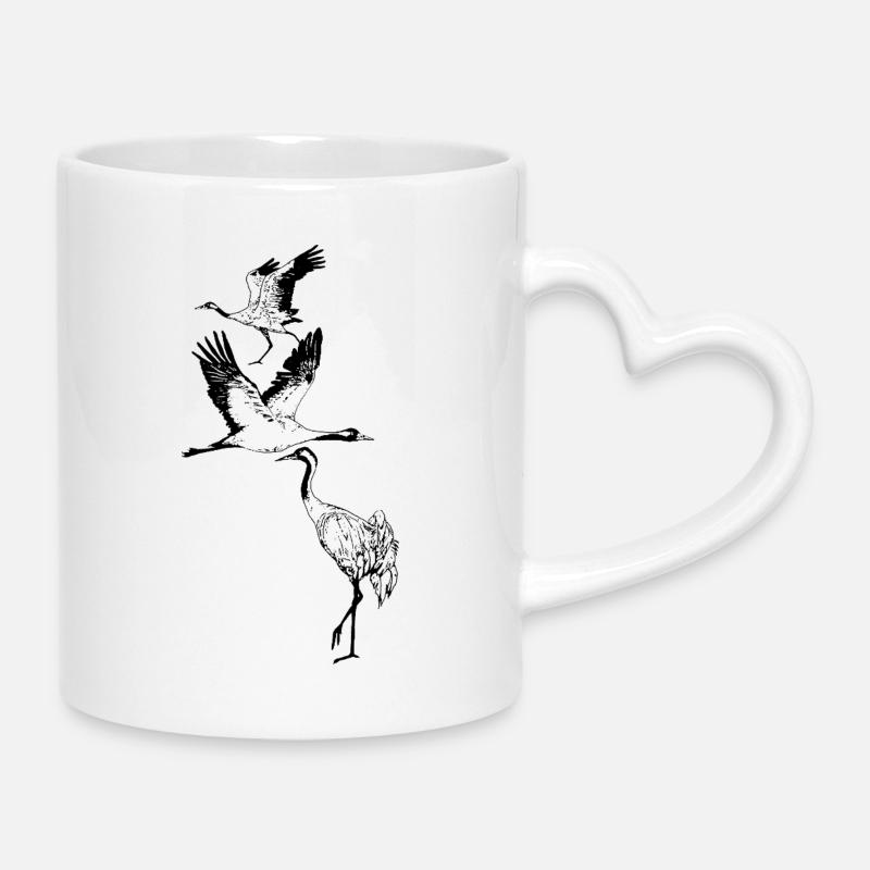 KRÄNE - Tasse mit Herzhenkel - Weiß