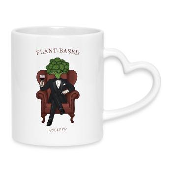 Plant Based Society – Elegant Broccoli - Tasse mit Herzhenkel - Weiß - Rechts