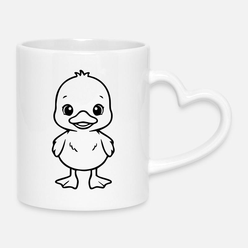 Bébé canard mignon – Design noir et blanc - Mug avec anse en forme de cœur - blanc