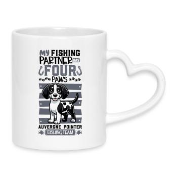 Fishing and Braque du Bourbonnais - Mug with Heart-Shaped Handle - white - Right
