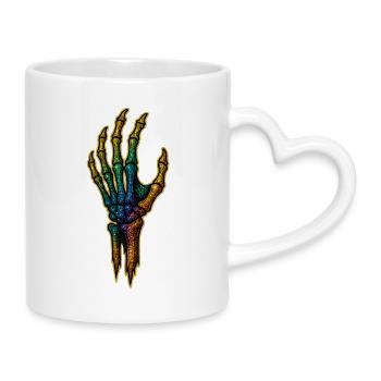 Regenbogen Knochenhand HALLOWEEN 🎃 - Tasse mit Herzhenkel - Weiß - Rechts