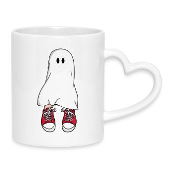 Ghost in Red Sneakers - Mug with Heart-Shaped Handle - white - Right