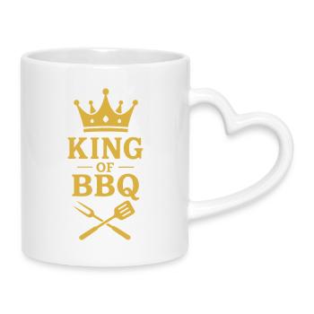King of BBQ | Grillmeister Krone - Mug with Heart-Shaped Handle - white - Right