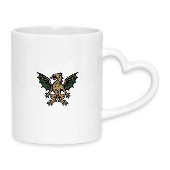 Goldener Feuerdrache Comic-Icon - Tasse mit Herzhenkel - Weiß - Rechts