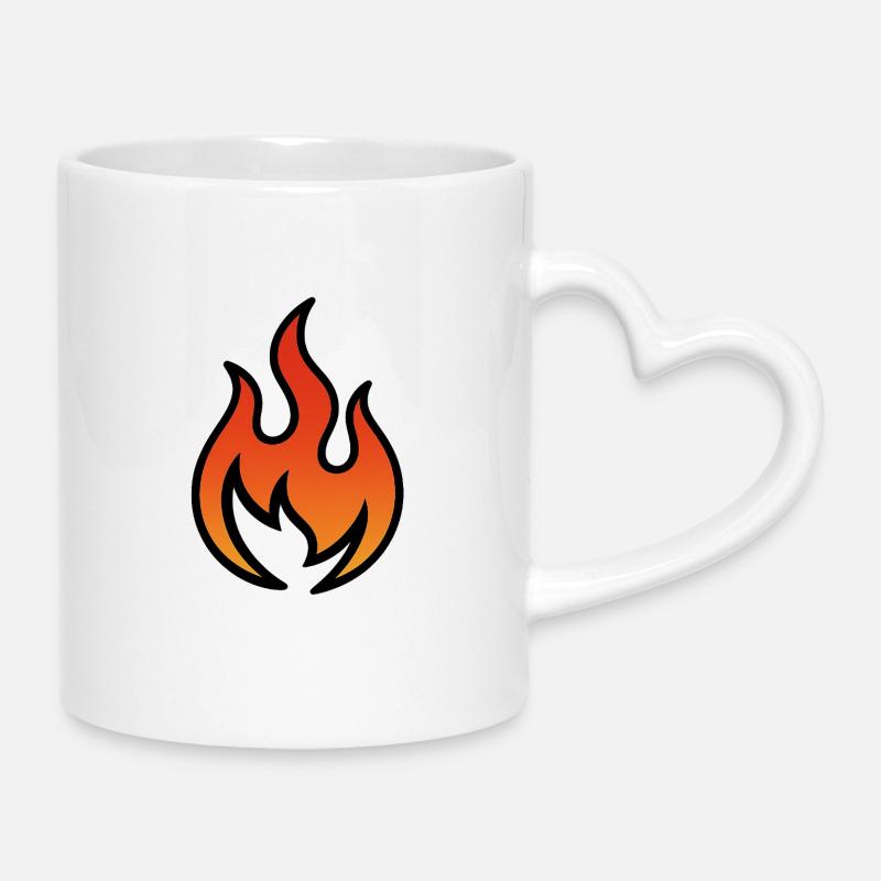 Flamme Ardent Dégradé Chaud - Mug avec anse en forme de cœur - blanc