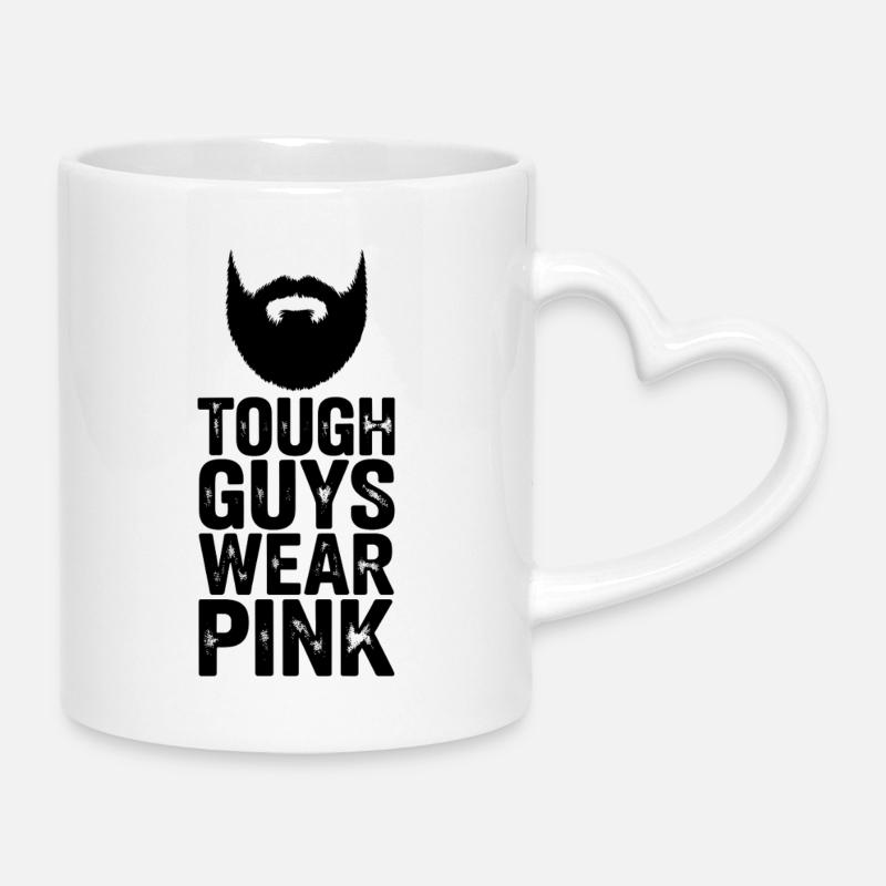 Les durs à cuire portent du rose - Mug avec anse en forme de cœur - blanc