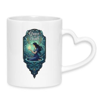 Grace of depth woman with fire - Mug with Heart-Shaped Handle - white - Right
