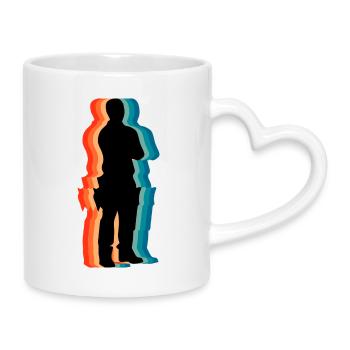 Retro Carpenter Silhouette Vintage Woodworker - Mug with Heart-Shaped Handle - white - Right