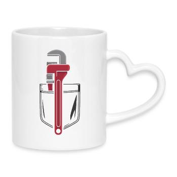 Roter Schraubenschlüssel Kunst-Design - Tasse mit Herzhenkel - Weiß - Rechts