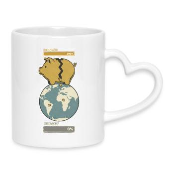 Fernweh vs. Budget - Tasse mit Herzhenkel - Weiß - Rechts