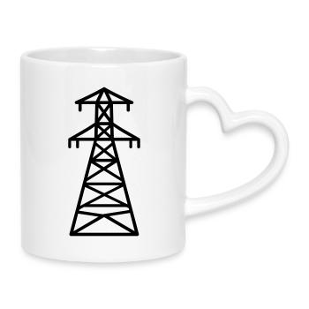 electricity pylon - Mug with Heart-Shaped Handle - white - Right