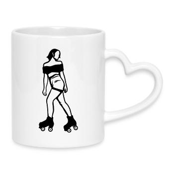 Rollschuhläuferin - Tasse mit Herzhenkel - Weiß - Rechts