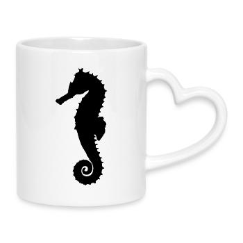 Seepferdchen schwarz - Tasse mit Herzhenkel - Weiß - Rechts
