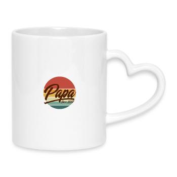 Retro Papa seit 2007 Vintage-Sonnenuntergangsdesign - Tasse mit Herzhenkel - Weiß - Rechts