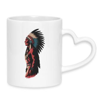 Native Headdress Art Illustration - Mug with Heart-Shaped Handle - white - Right