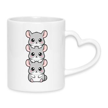 Süße Chinchilla Kawaii Cartoon Cozy Vibes - Tasse mit Herzhenkel - Weiß - Rechts