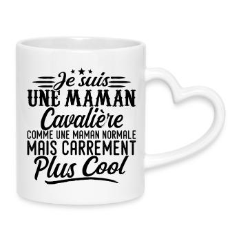 Mommy Rider: normal, aber knallharter - Tasse mit Herzhenkel - Weiß - Rechts