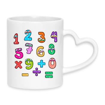 Motif de visages de chiffres colorés pour bébé - Mug avec anse en forme de cœur - blanc - Droite