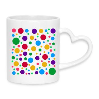 Colourful Polka Dot Pattern – Bright Spotty Dotted - Mug with Heart-Shaped Handle - white - Right