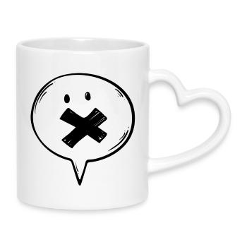 Speech Bubble Mute - Mug with Heart-Shaped Handle - white - Right