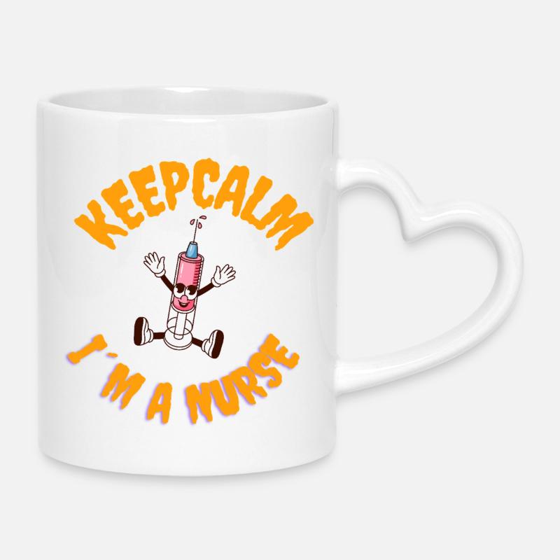 Restez calme, je suis un aidant - Mug avec anse en forme de cœur - blanc