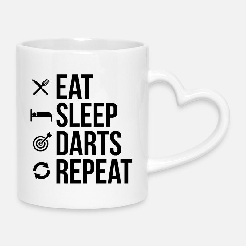 Eat_Sleep_Darts_Repeat - Mug with Heart-Shaped Handle - white
