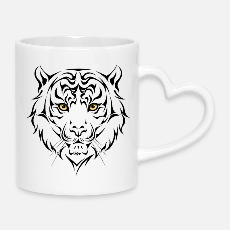 Tigre - Mug avec anse en forme de cœur - blanc