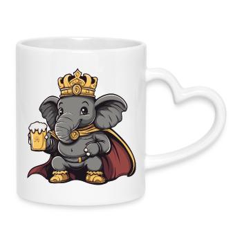 Elephant Beer King - Mug with Heart-Shaped Handle - white - Right