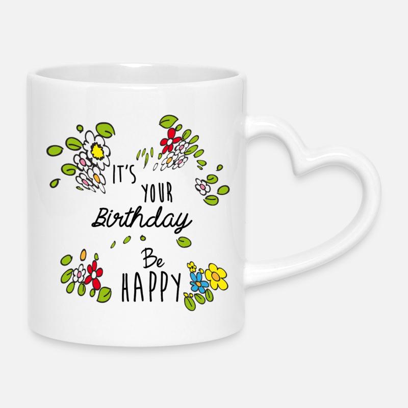 Geburtstag  - Tasse mit Herzhenkel - Weiß