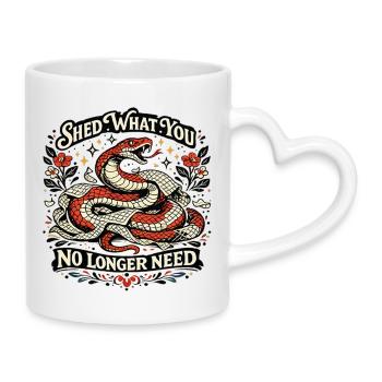 Zerreiße, was du nicht mehr brauchst, Schlangenkunst - Tasse mit Herzhenkel - Weiß - Rechts
